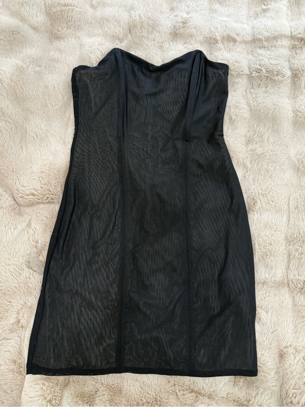 Princess Polly Strapless Black Mesh Bodycon Mini Dress
